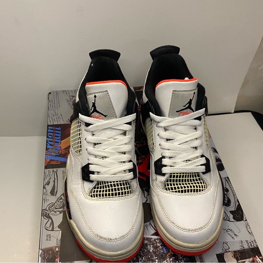 Size 7-Jordan 4 Retro Pale Citron Bright Crimson 2019.
